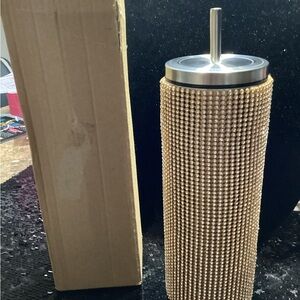 20oz Gold Beaded Tumbler with Straw